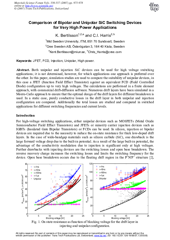 (PDF) Comparison of Bipolar and Unipolar SiC Switching Devices for Very ...