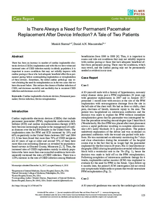 (PDF) Is There Always a Need for Permanent Pacemaker Replacement After ...