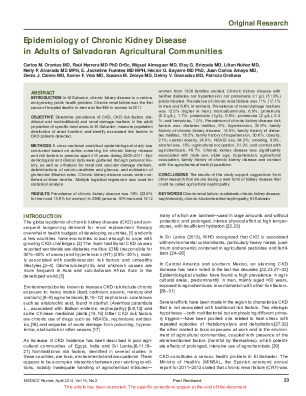 (PDF) Epidemiology of Chronic Kidney Disease in Adults of Salvadoran ...