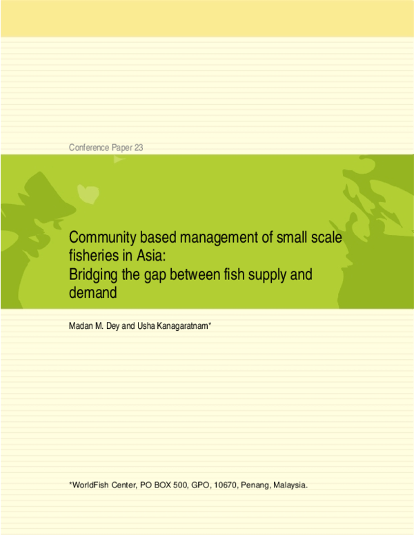 (PDF) Community based management of small scale fisheries in Asia ...