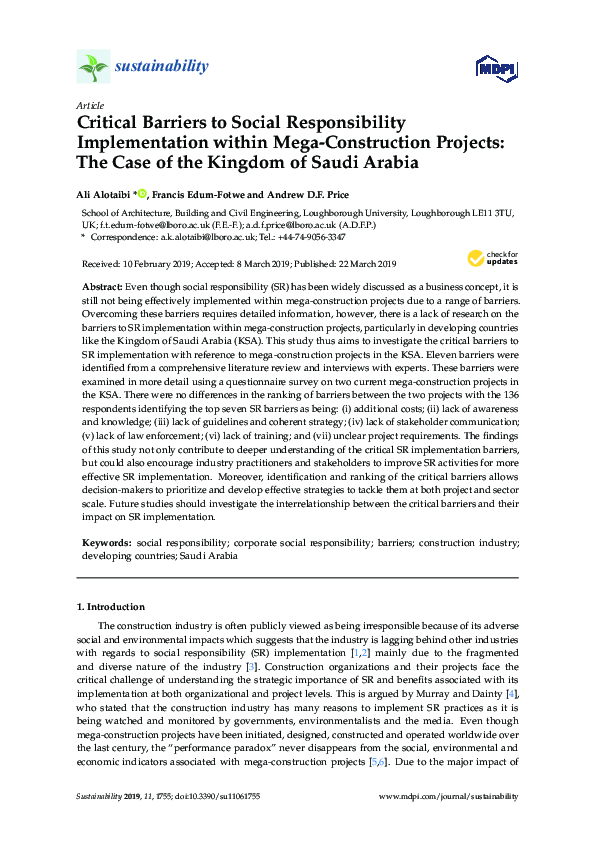 (PDF) Critical Barriers to Social Responsibility Implementation within ...