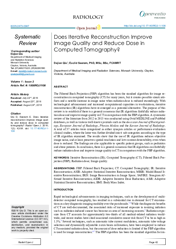 (PDF) Does Iterative Reconstruction Improve Image Quality and Reduce ...