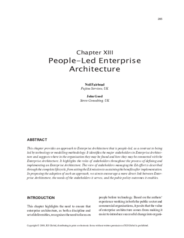(PDF) People-Led Enterprise Architecture
