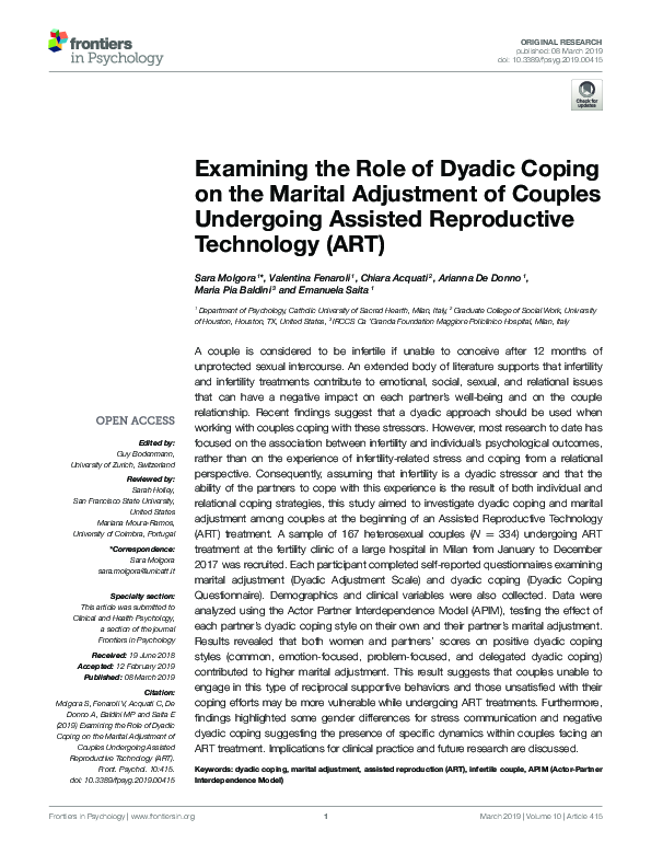 (PDF) Examining the Role of Dyadic Coping on the Marital Adjustment of ...