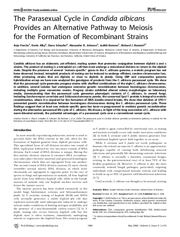 (PDF) Faculty of 1000 evaluation for The parasexual cycle in Candida ...