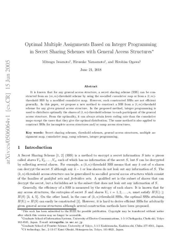 (PDF) Optimal multiple assignments based on integer programming in ...