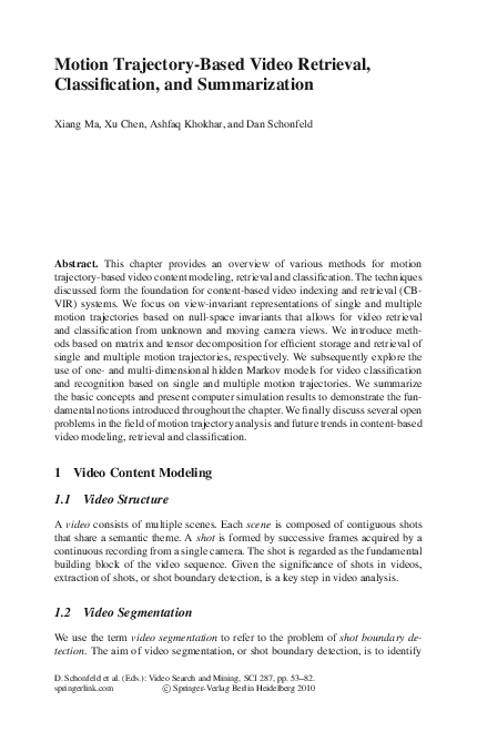 (PDF) Motion Trajectory-Based Video Retrieval, Classification, and ...