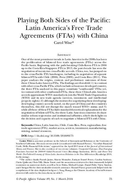 (PDF) Playing Both Sides of the Pacific: Latin America's Free Trade ...