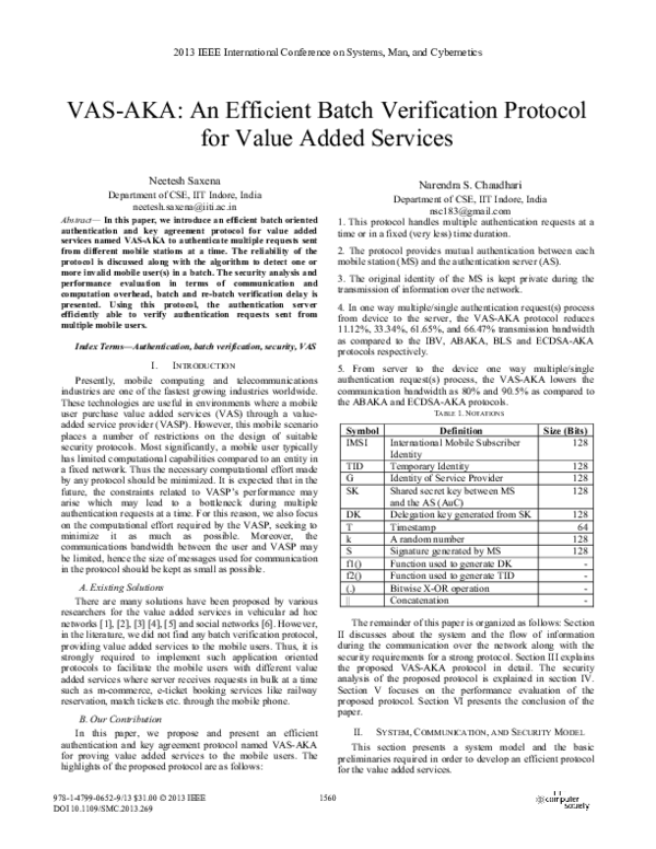 (PDF) An Efficient Batch Verification Protocol for Value Added Services