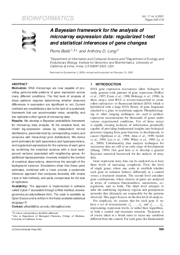 (PDF) A Bayesian Framework for the Analysis of Microarray