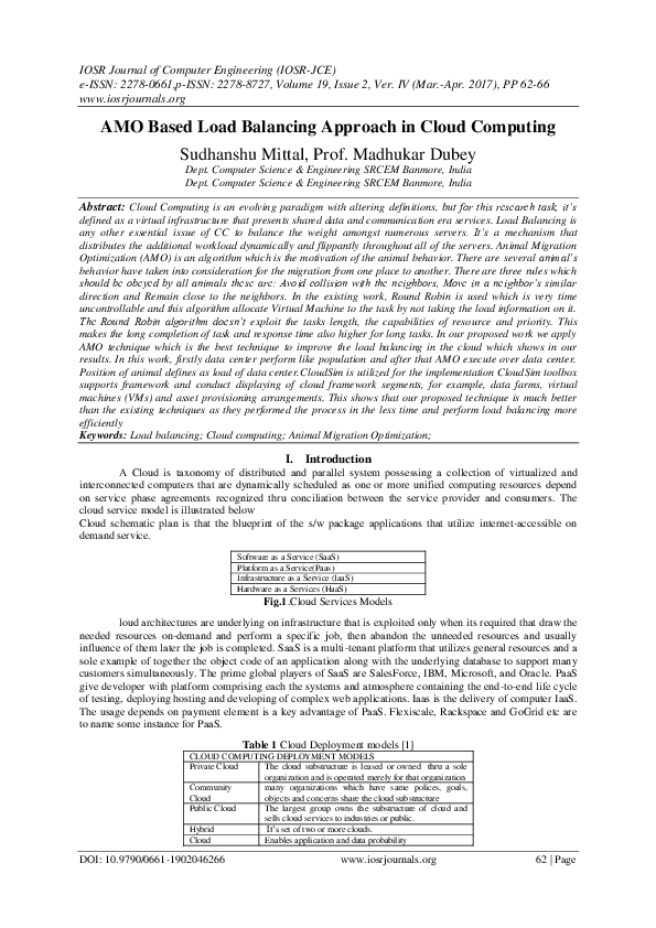 (PDF) AMO Based Load Balancing Approach in Cloud Computing