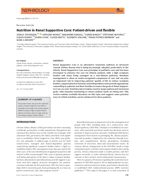 (PDF) Nutrition in Renal Supportive Care: Patient-driven and flexible