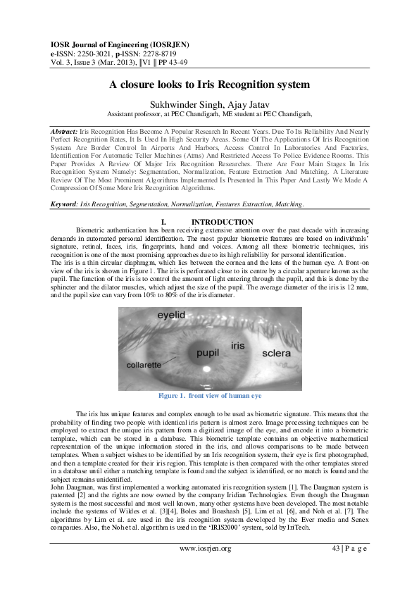(PDF) A closure looks to Iris Recognition system