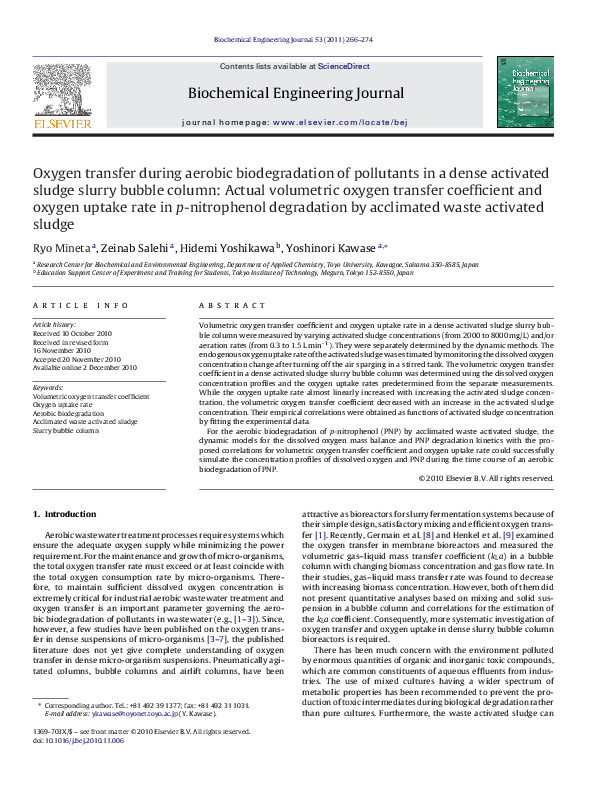 (PDF) Oxygen transfer during aerobic biodegradation of pollutants in a ...