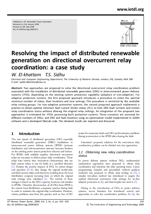 (PDF) Resolving the impact of distributed renewable generation on ...