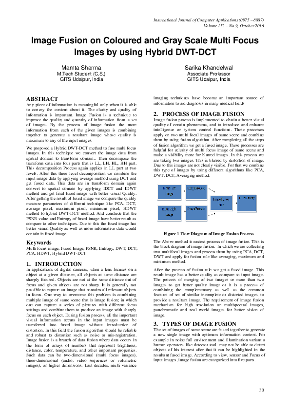 (PDF) Image Fusion on Coloured and Gray Scale Multi Focus Images by ...