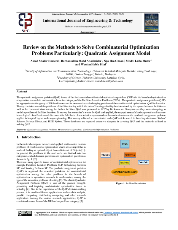 (PDF) Review on the Methods to Solve Combinatorial Optimization ...