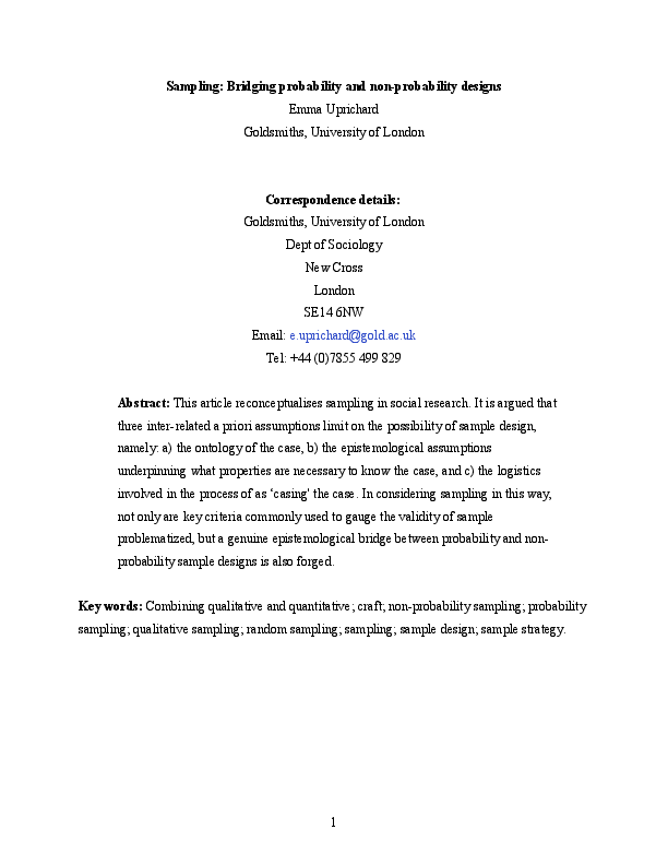 Doc Sampling Bridging Probability And Non Probability Designs