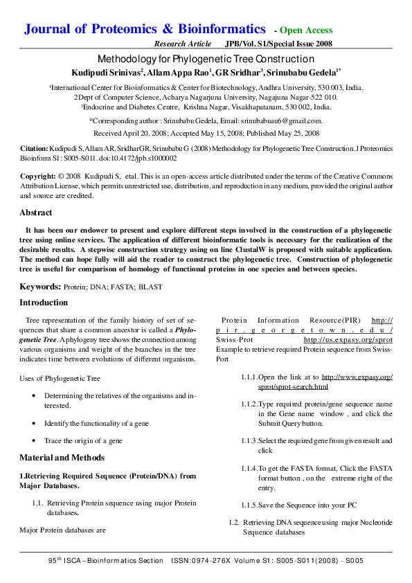 (PDF) Methodology for Phylogenetic Tree Construction