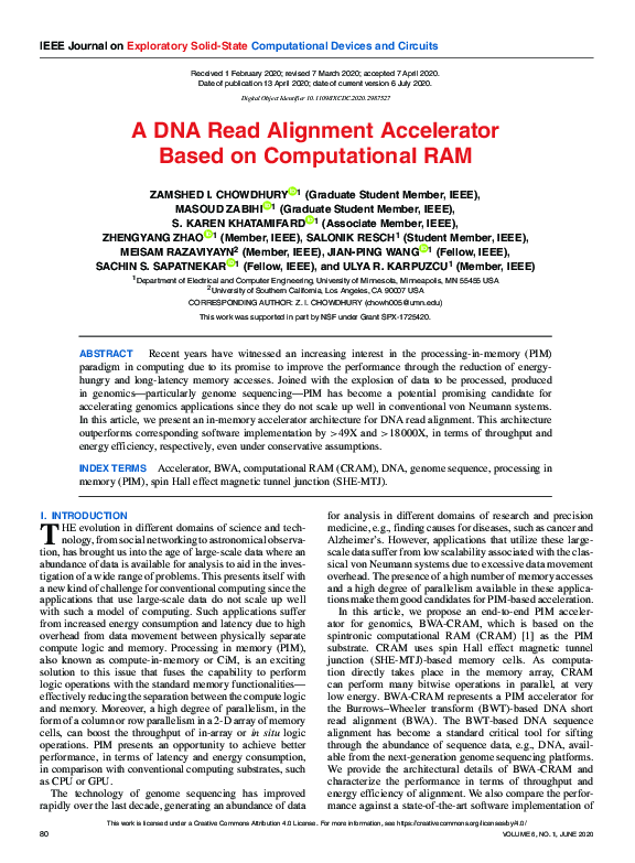 (PDF) A DNA Read Alignment Accelerator Based on Computational RAM