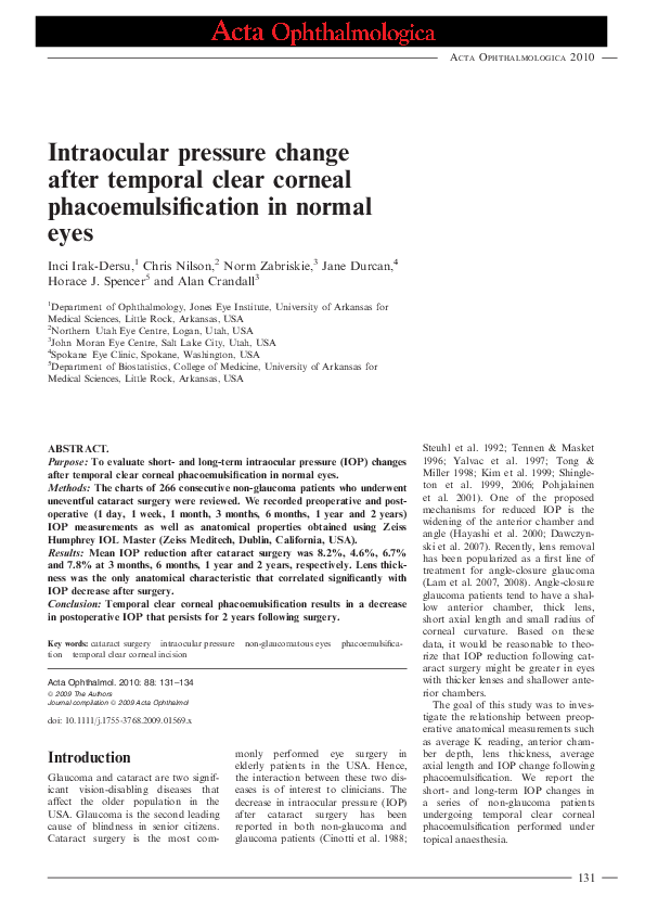 (PDF) Intraocular pressure change after temporal clear corneal ...