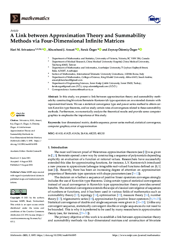(PDF) A Link between Approximation Theory and Summability Methods via ...