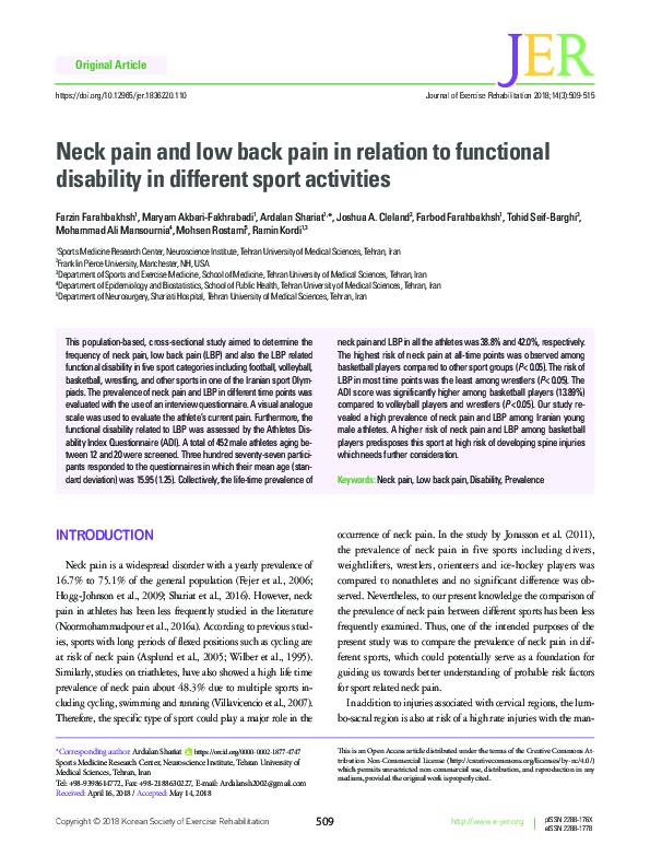 (PDF) Neck pain and low back pain in relation to functional disability ...