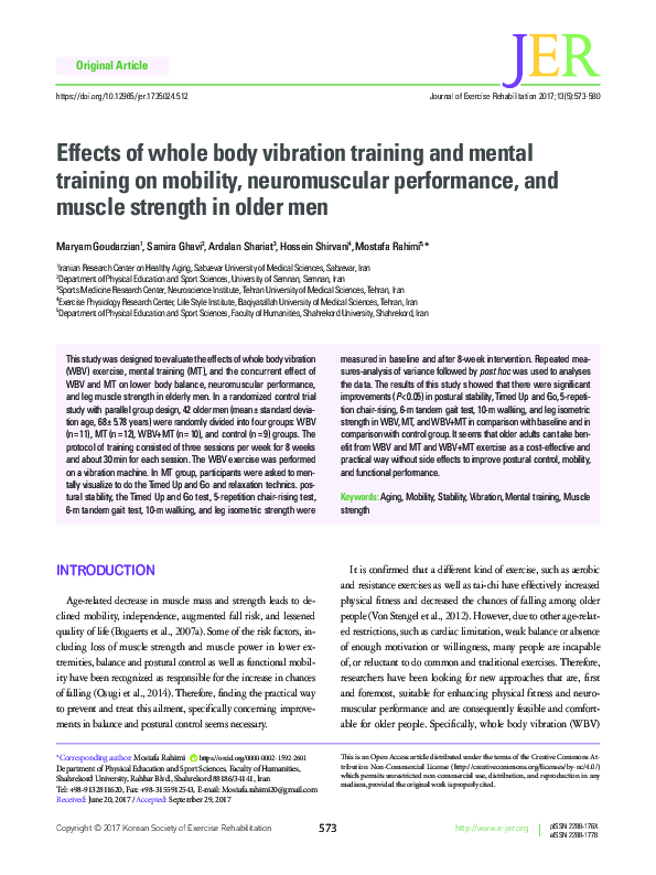 (PDF) Effects of whole body vibration training and mental training on ...