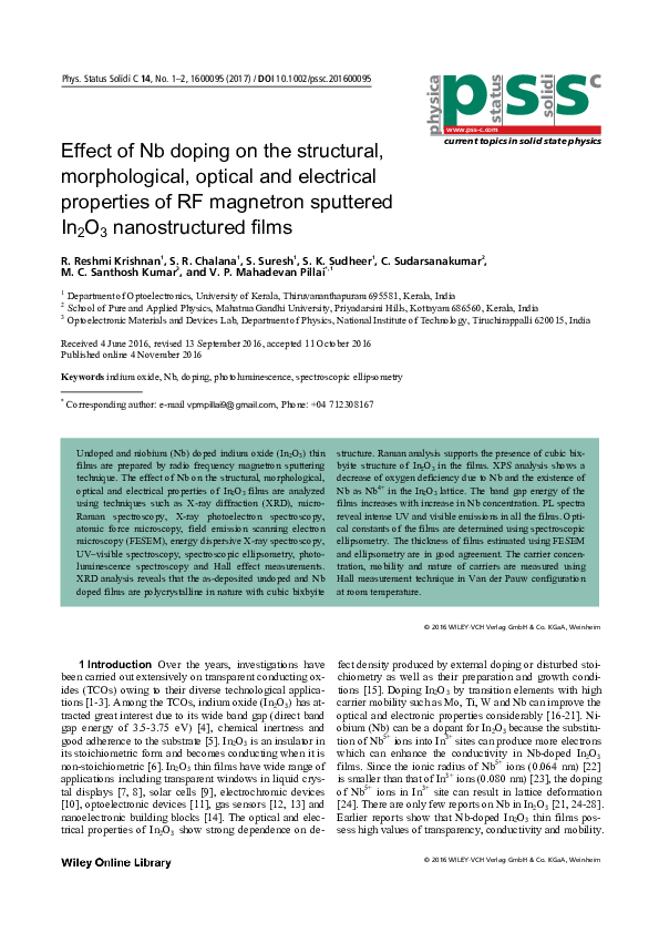 (PDF) Effect of Nb doping on the structural, morphological, optical and ...