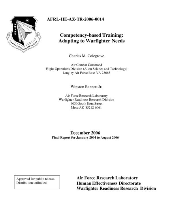 (PDF) Competency-Based Training: Adapting to Warfighter Needs