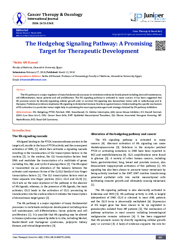 (PDF) The Hedgehog Signaling Pathway: A Promising Target for ...