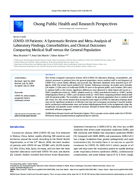 (PDF) COVID-19 Patients: A Systematic Review and Meta-Analysis of ...