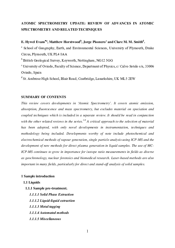 (PDF) Atomic spectrometry update: review of advances in atomic ...