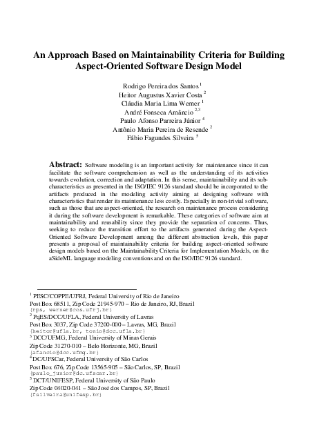 (PDF) An Approach Based on Maintainability Criteria for Building Aspect ...