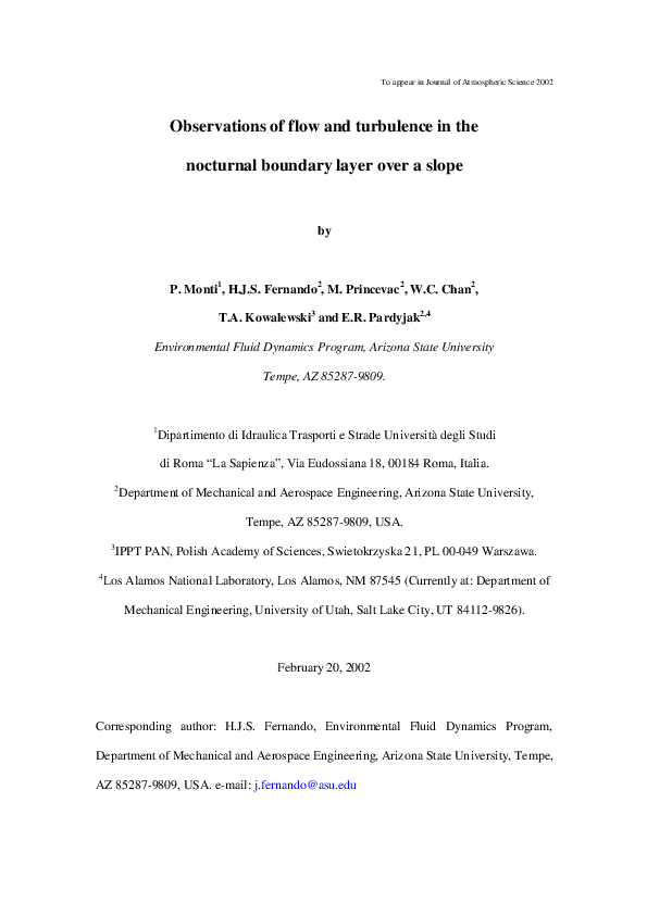 (PDF) Observations of Flow and Turbulence in the Nocturnal Boundary ...