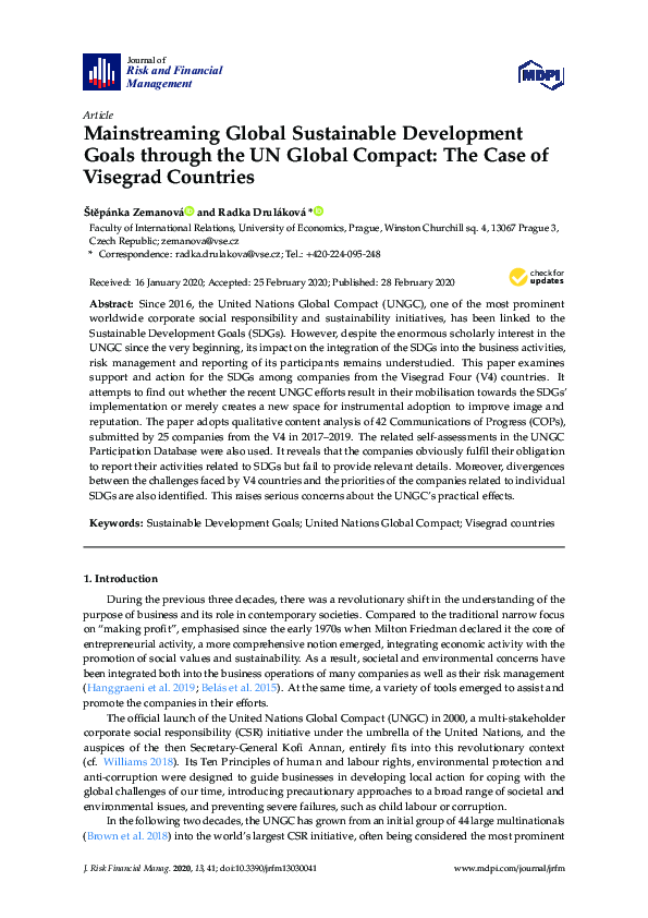 (PDF) Mainstreaming Global Sustainable Development Goals through the UN ...