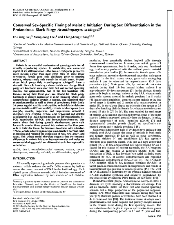(PDF) Conserved Sex-Specific Timing of Meiotic Initiation During Sex ...