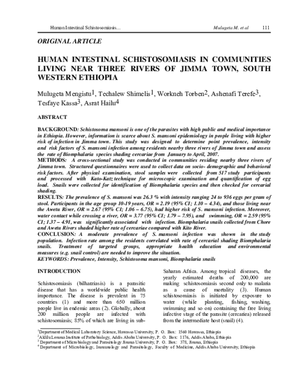 (PDF) Schistosomiasis mansoni and soil-transmitted helminthiasis in ...