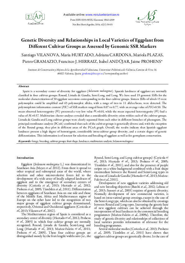 (PDF) Genetic Diversity and Relationships in Local Varieties of ...