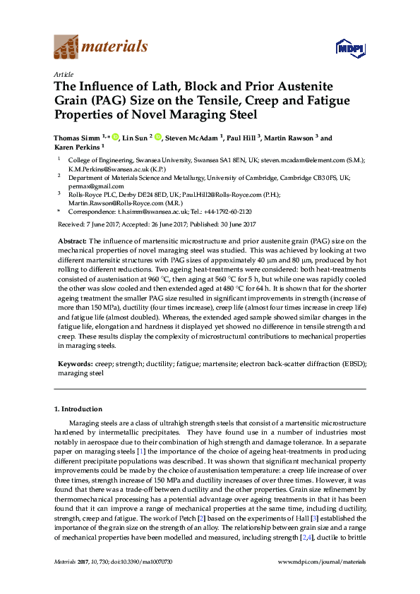 (PDF) The Influence of Lath, Block and Prior Austenite Grain (PAG) Size ...