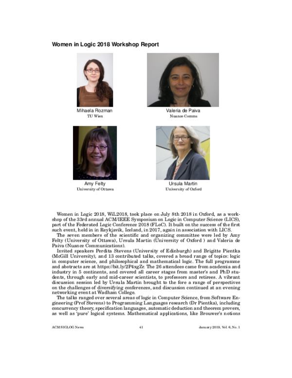 (PDF) Women in Logic 2018 workshop report