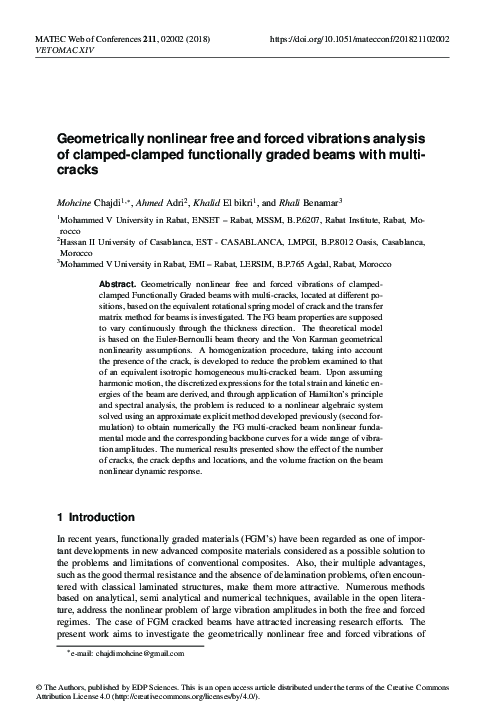 (PDF) Geometrically nonlinear free and forced vibrations analysis of ...