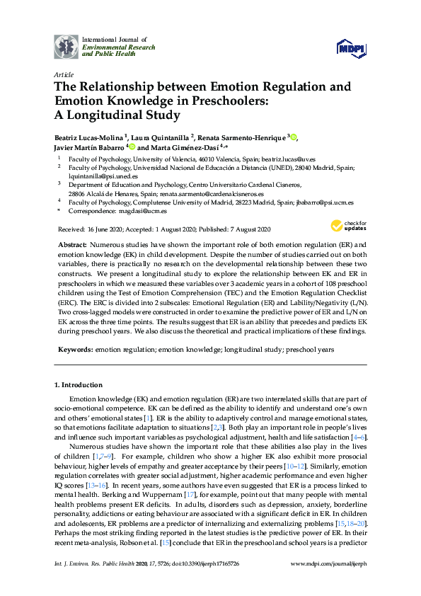 (PDF) The Relationship between Emotion Regulation and Emotion Knowledge ...