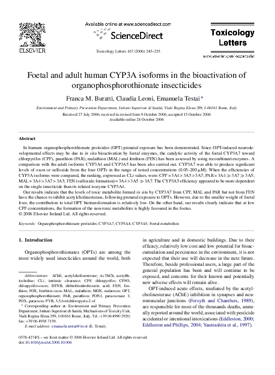 (PDF) Foetal and adult human CYP3A isoforms in the bioactivation of ...