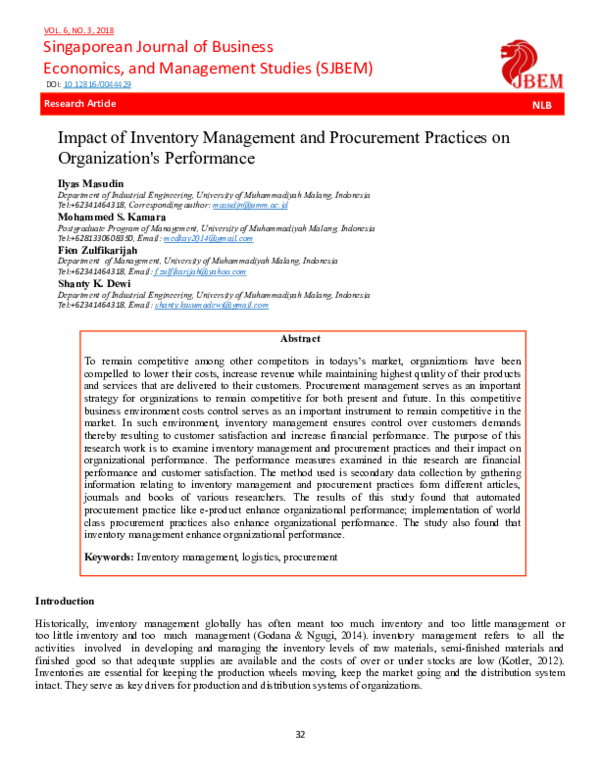 (PDF) Impact of Inventory Management and Procurement Practices on ...