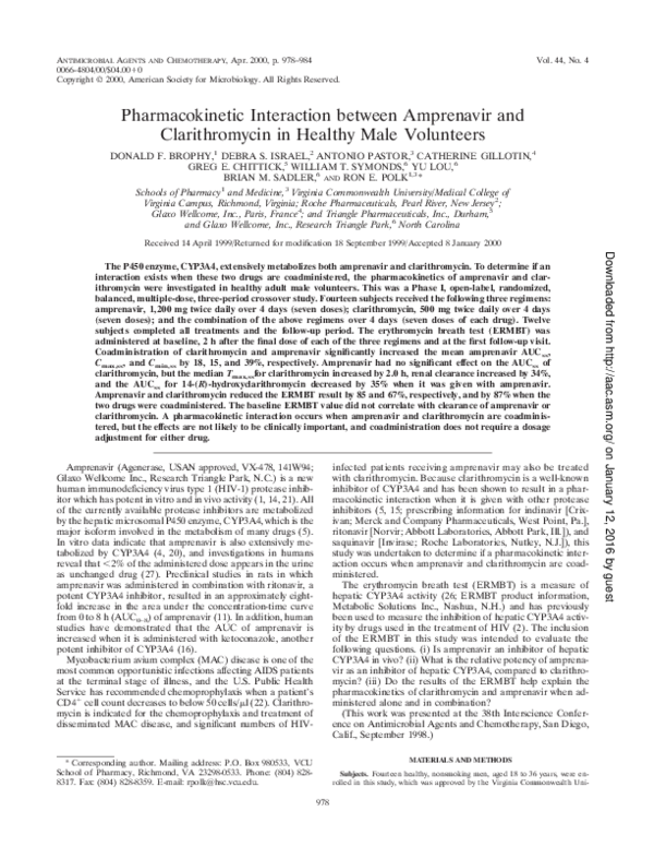 (PDF) Pharmacokinetic interaction between amprenavir and delavirdine ...