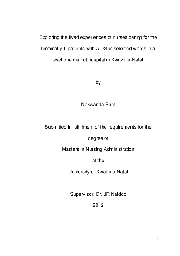 (PDF) Exploring the lived experiences of nurses caring for the ...