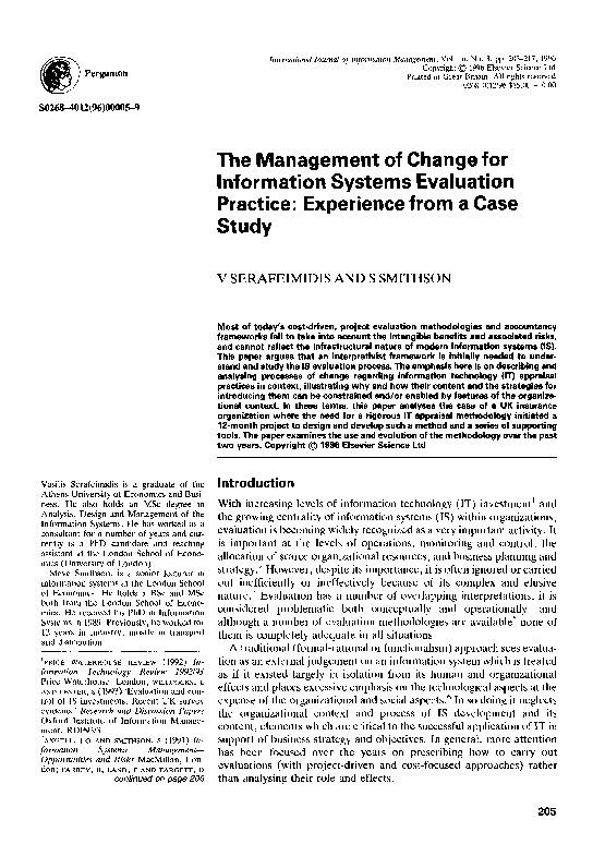 (PDF) The management of change for information systems evaluation ...