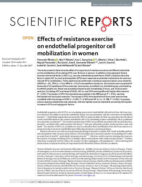 (PDF) Effects of resistance exercise on endothelial progenitor cell ...
