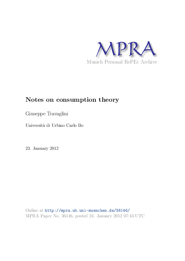 (PDF) Notes on consumption theory